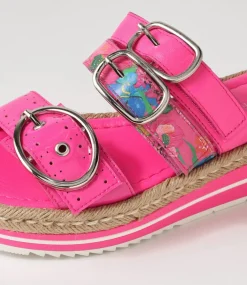 Abbas Hot Pink Patent Multi Slides