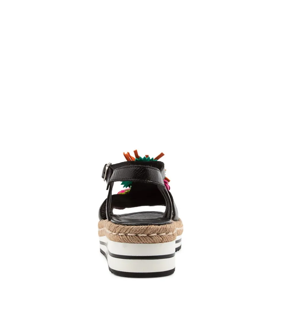 Abela Black Multi Leather Sandals