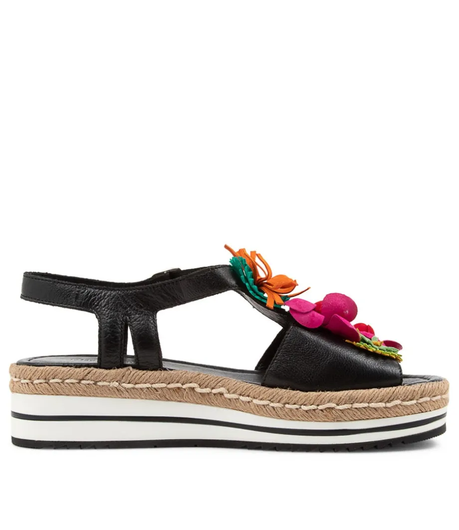 Abela Black Multi Leather Sandals