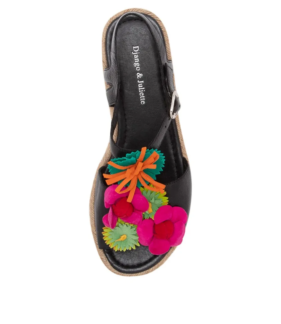 Abela Black Multi Leather Sandals