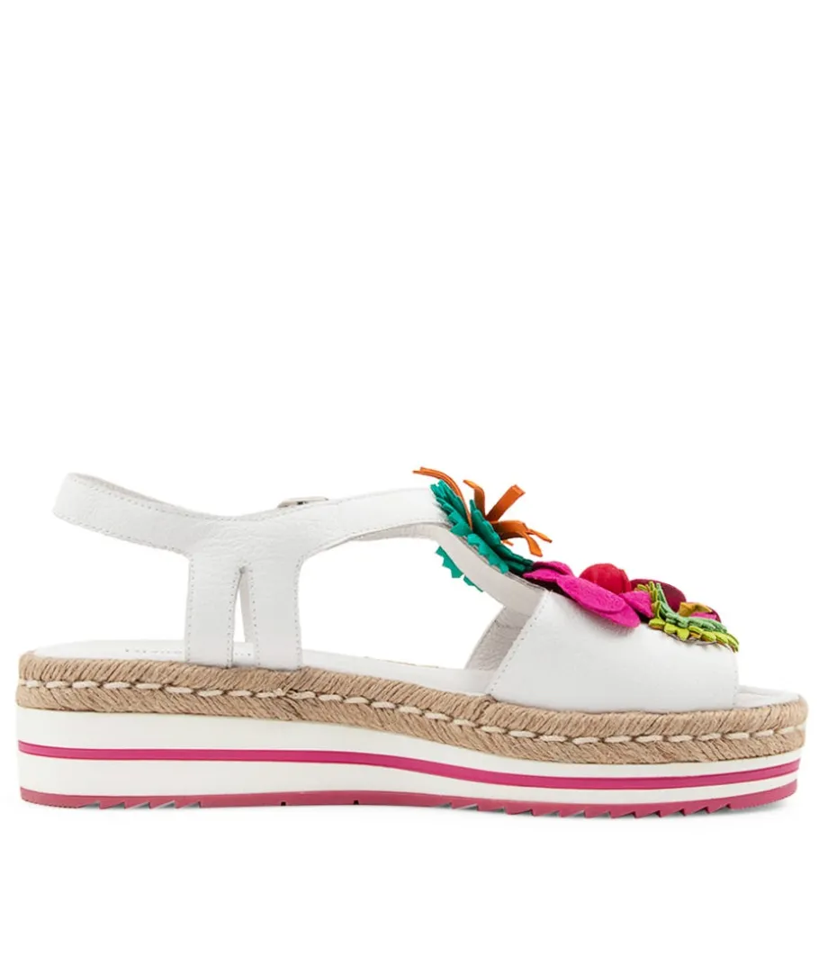 Abela White Multi Leather Sandals