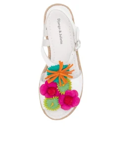 Abela White Multi Leather Sandals
