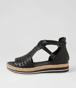 Accra Black Leather Espadrilles