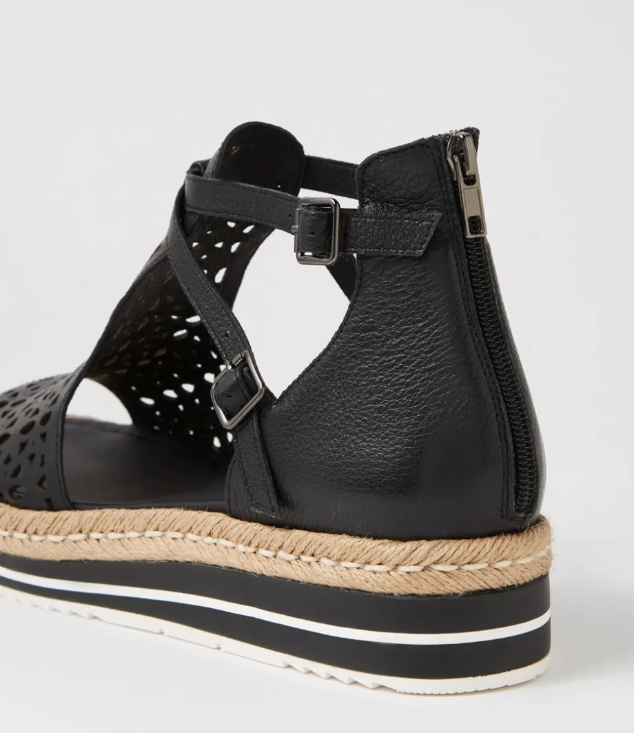 Accra Black Leather Espadrilles