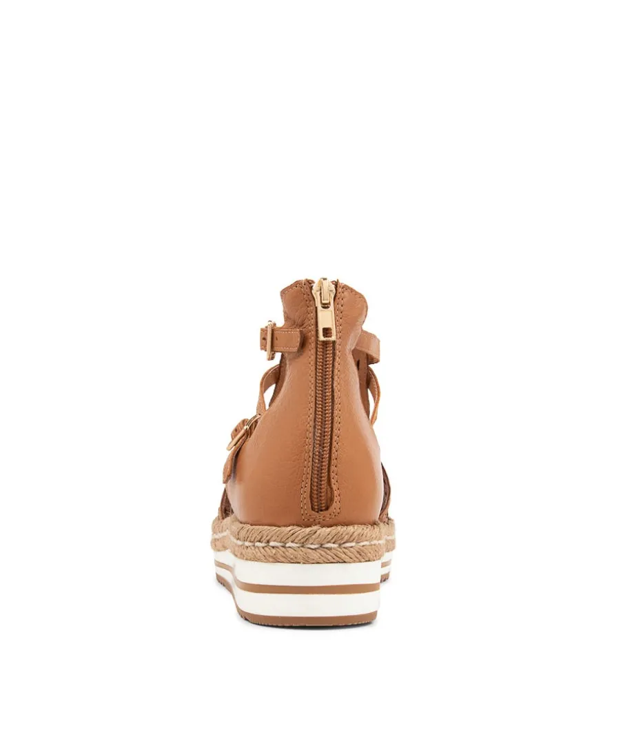 Accra Dark Tan Leather Espadrilles
