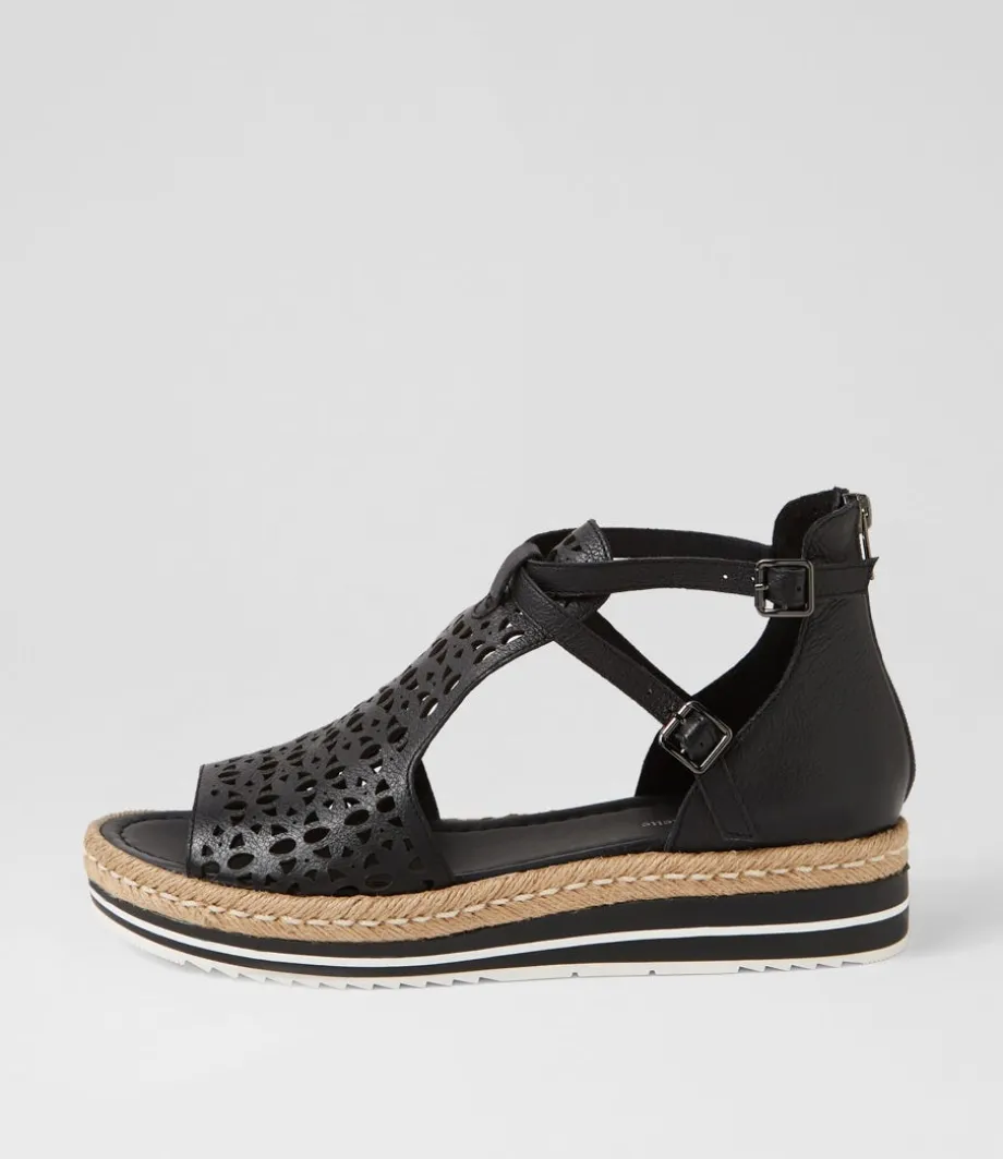 Accra Lrg Black Leather Espadrilles