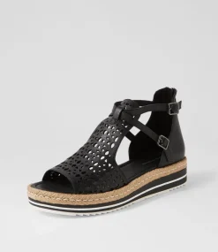 Accra Lrg Black Leather Espadrilles
