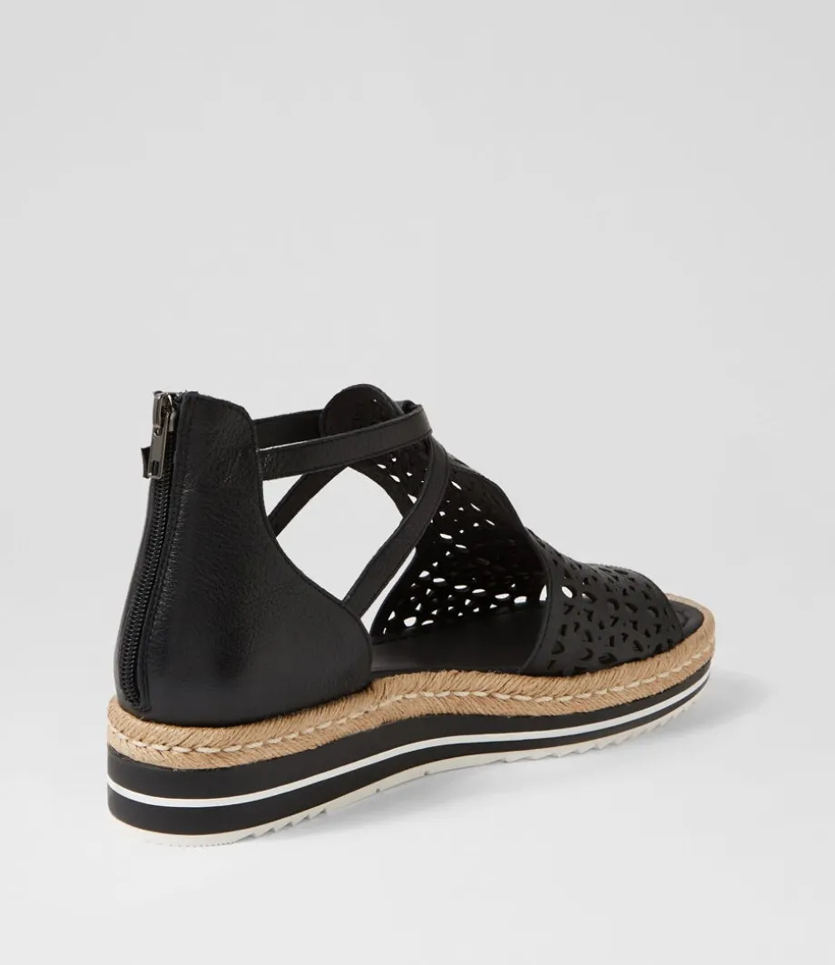 Accra Lrg Black Leather Espadrilles
