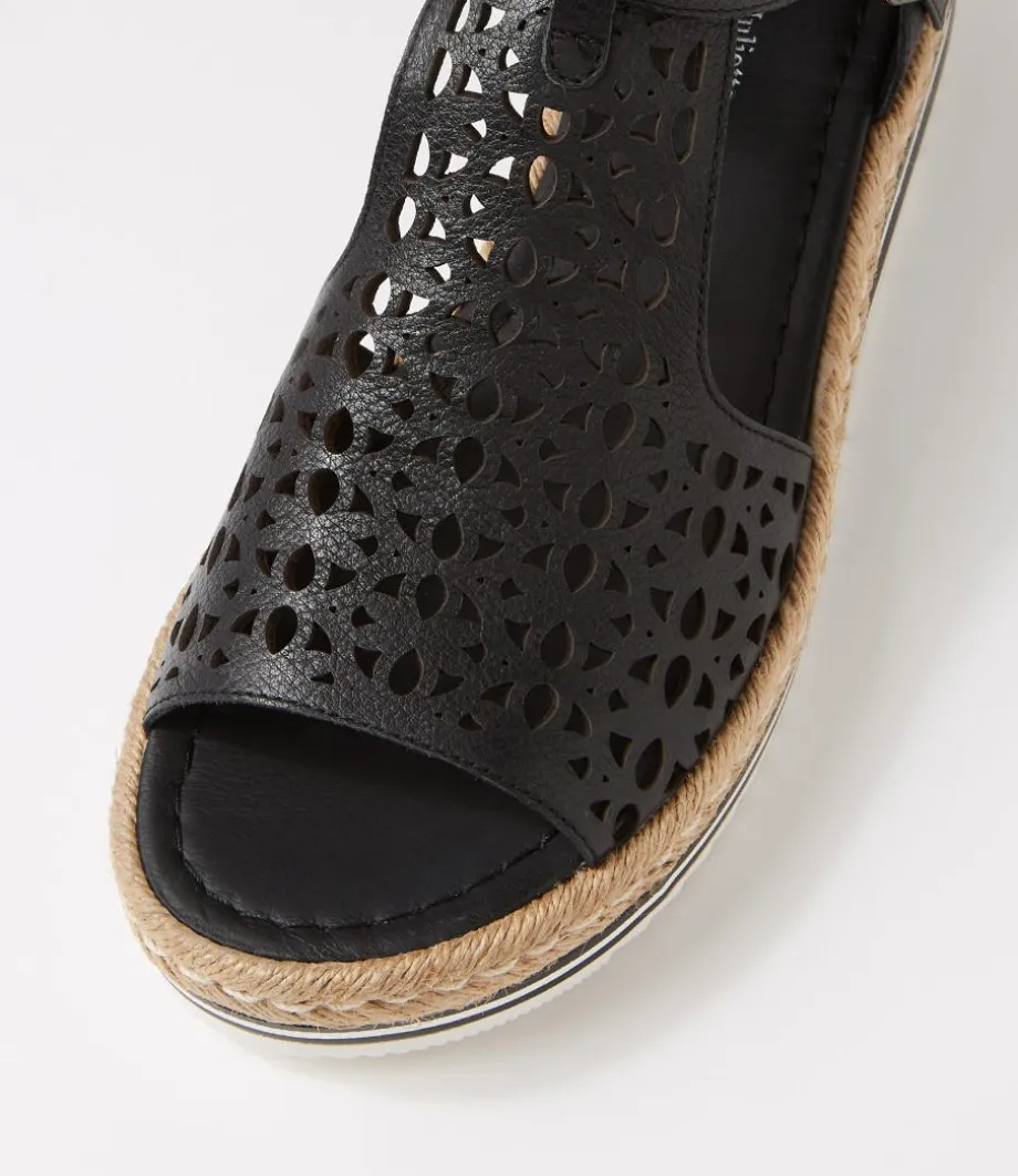 Accra Lrg Black Leather Espadrilles