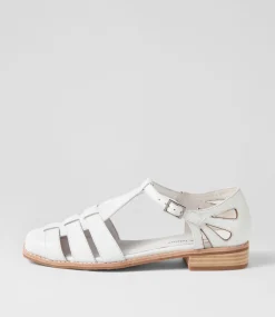 Acely White Leather Flat Shoes