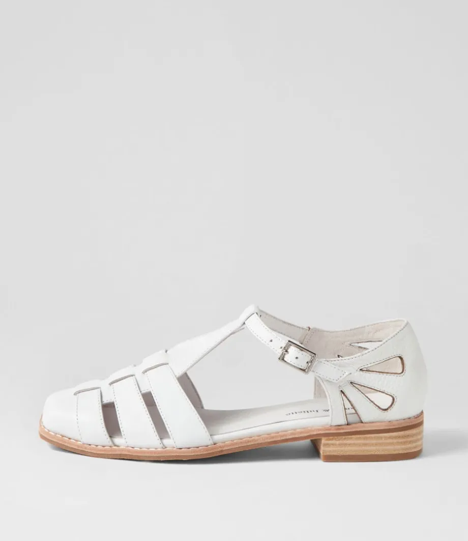 Acely White Leather Flat Shoes