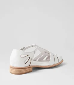Acely White Leather Flat Shoes