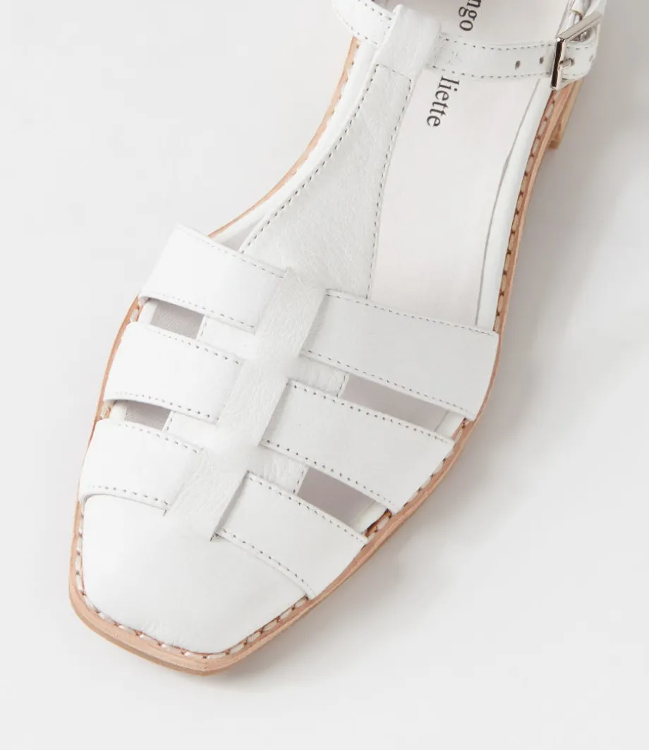 Acely White Leather Flat Shoes