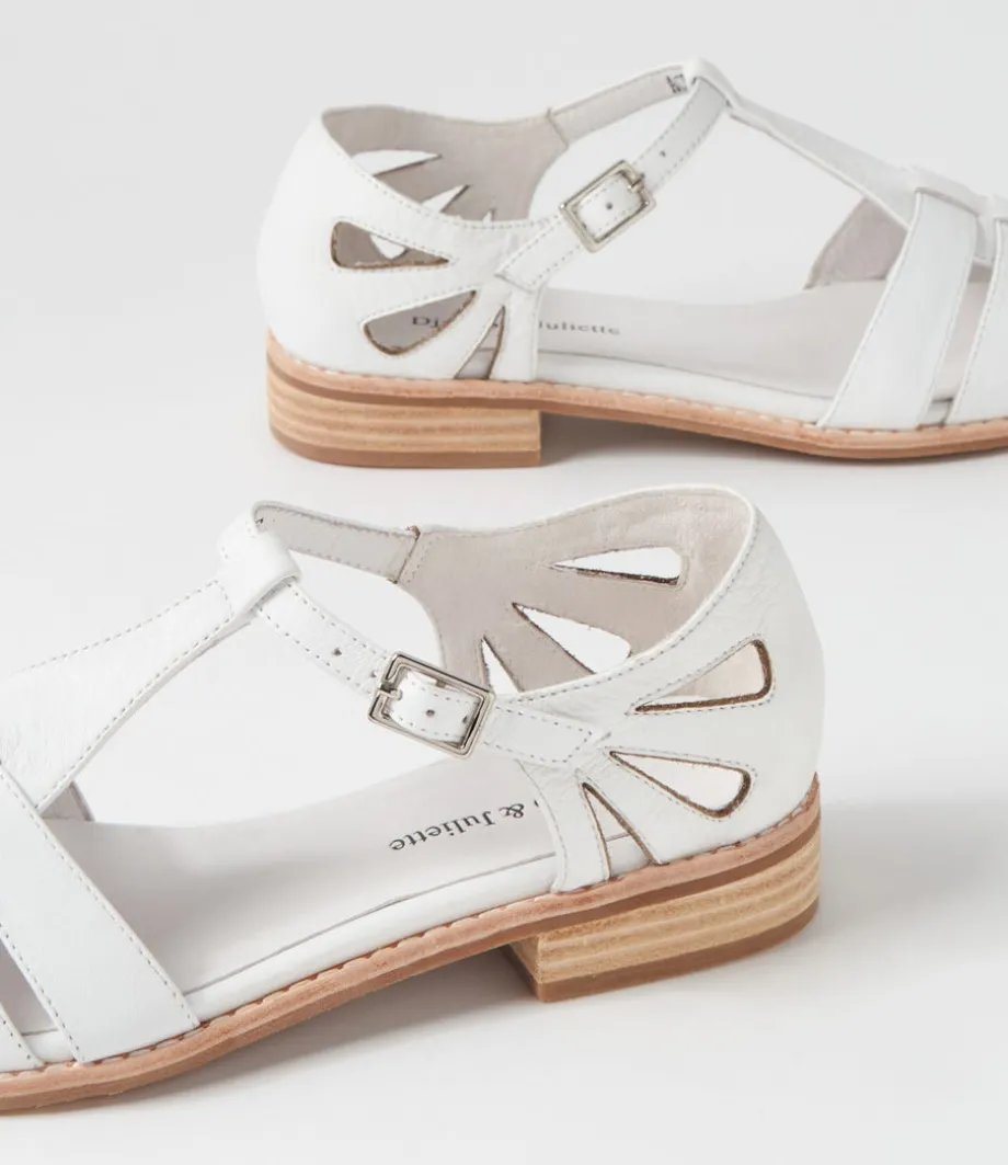 Acely White Leather Flat Shoes