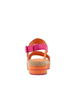Acke Bright Orange Fuchsia Leather Sandals