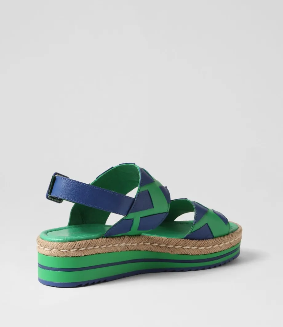 Acke Emerald Cobalt Leather Sandals