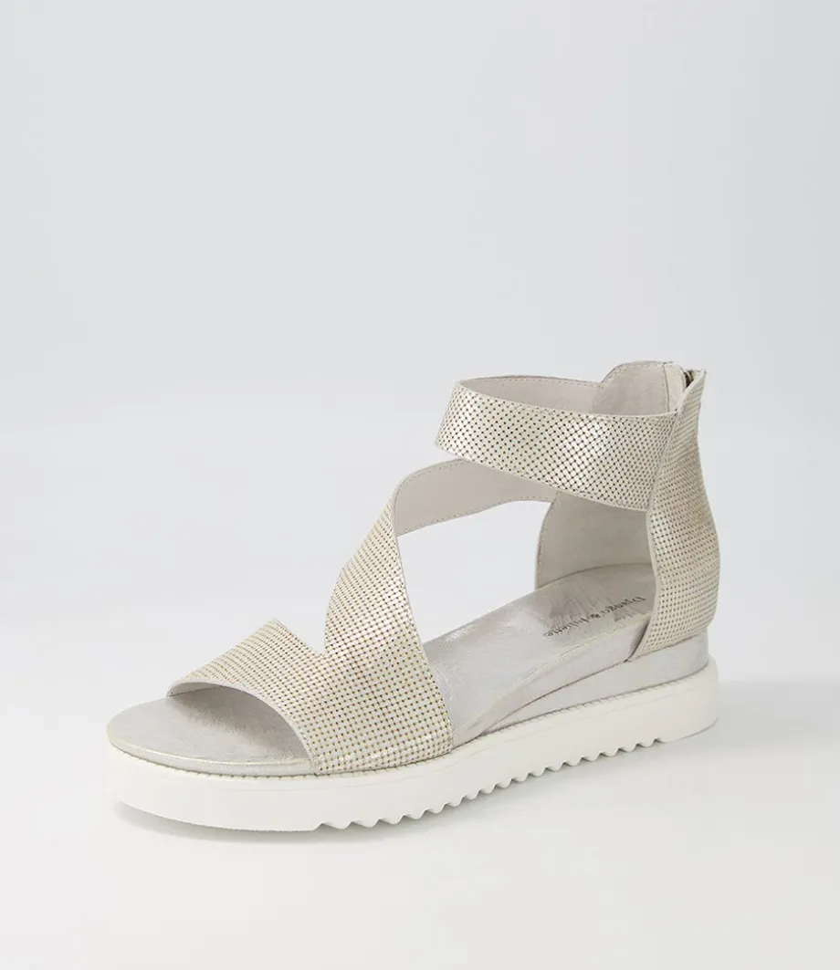 Adabela Silver White Cut Leather Sandals