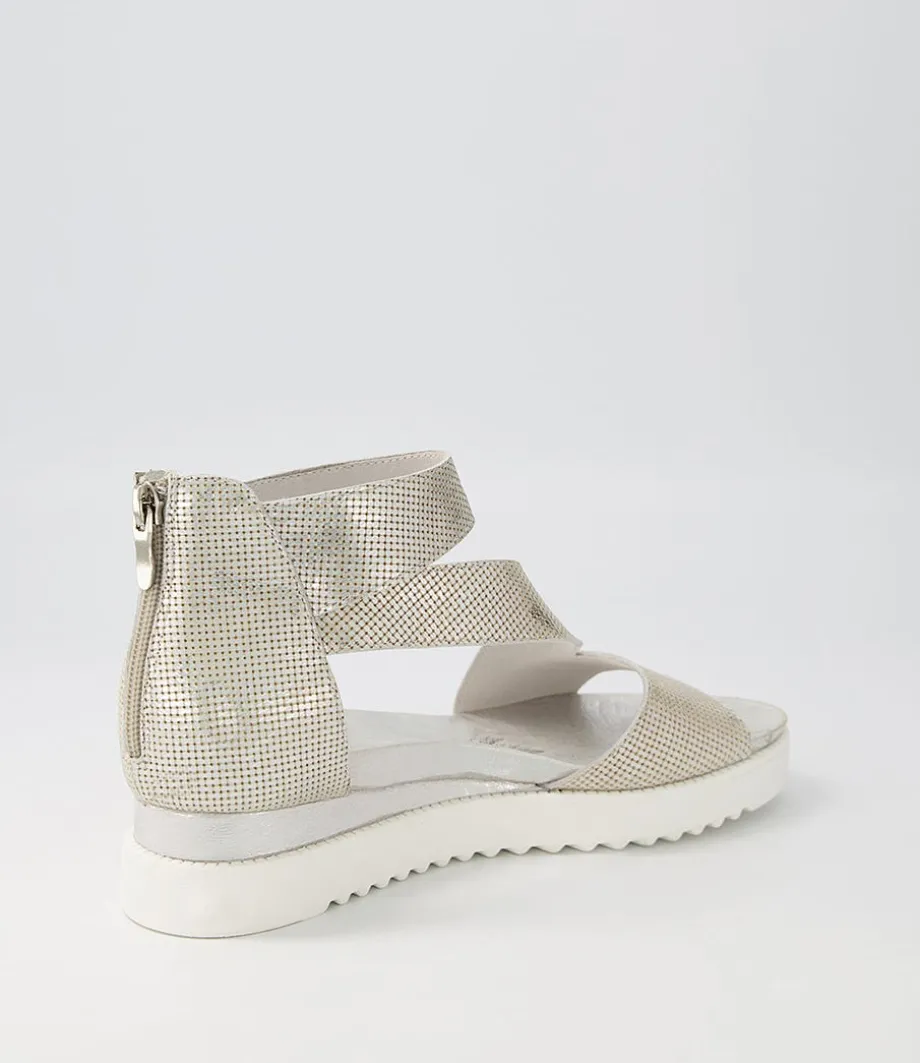 Adabela Silver White Cut Leather Sandals