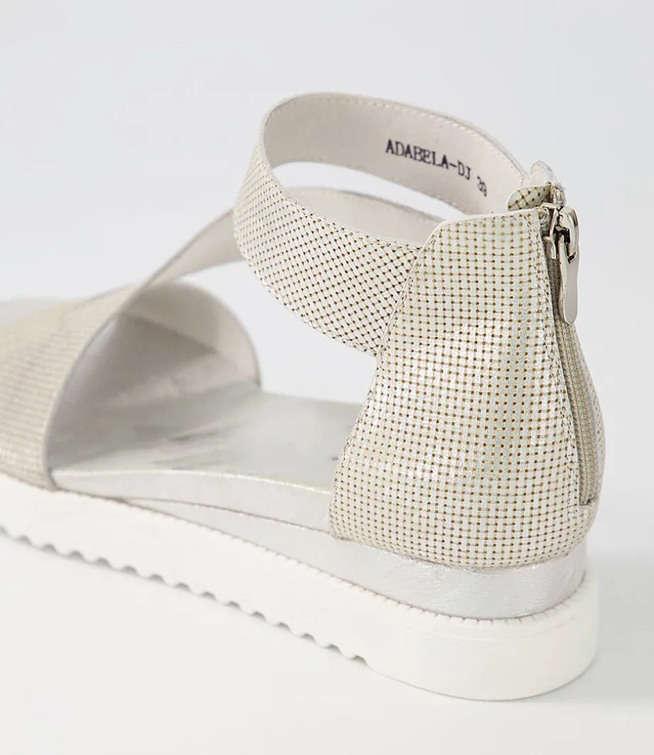 Adabela Silver White Cut Leather Sandals