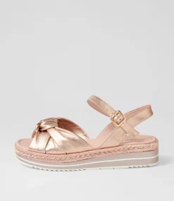 Adah Pale Rose Gold Rope Leather Espadrilles
