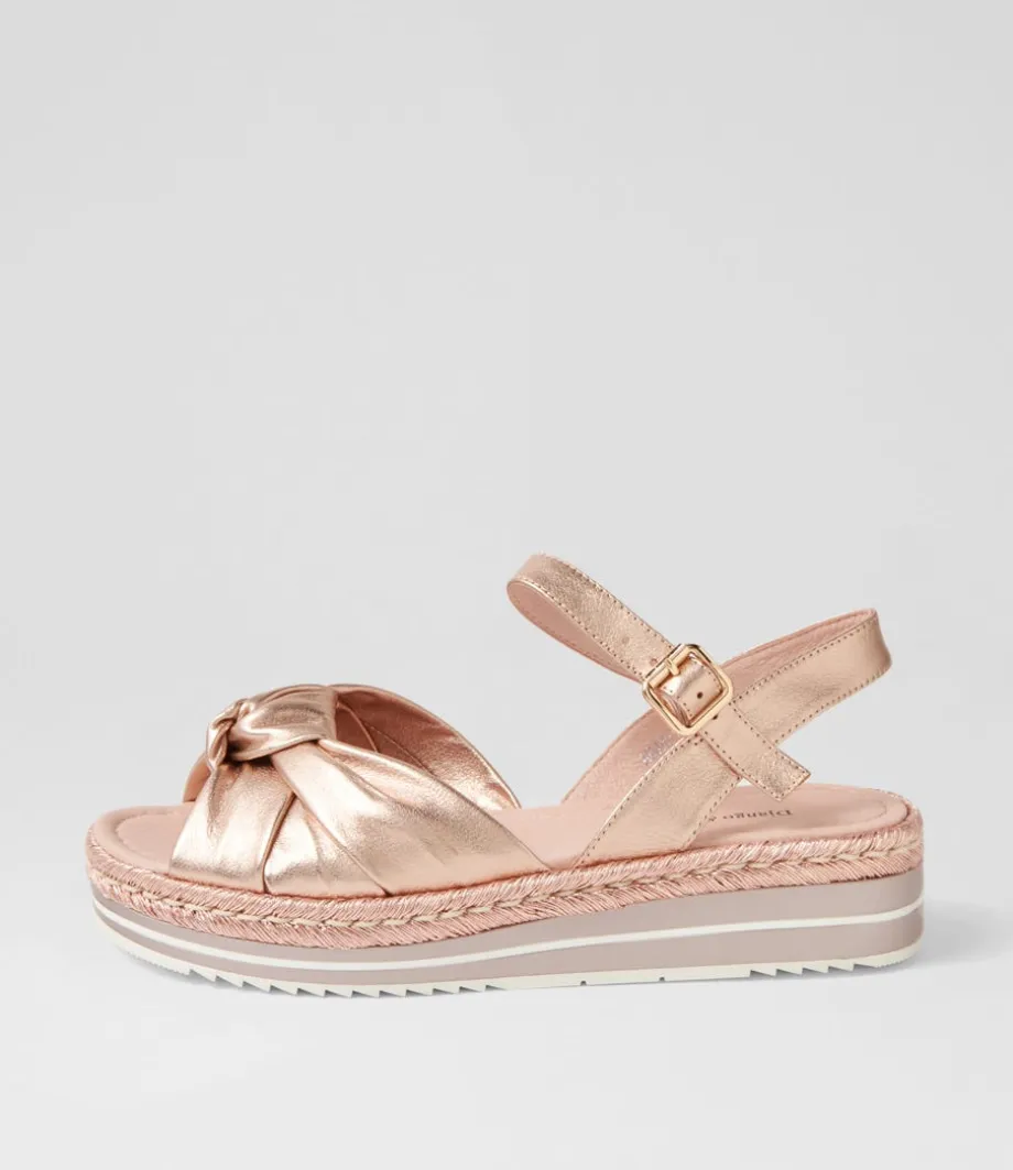 Adah Pale Rose Gold Rope Leather Espadrilles