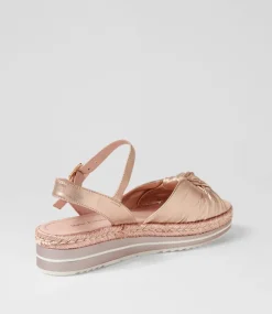 Adah Pale Rose Gold Rope Leather Espadrilles
