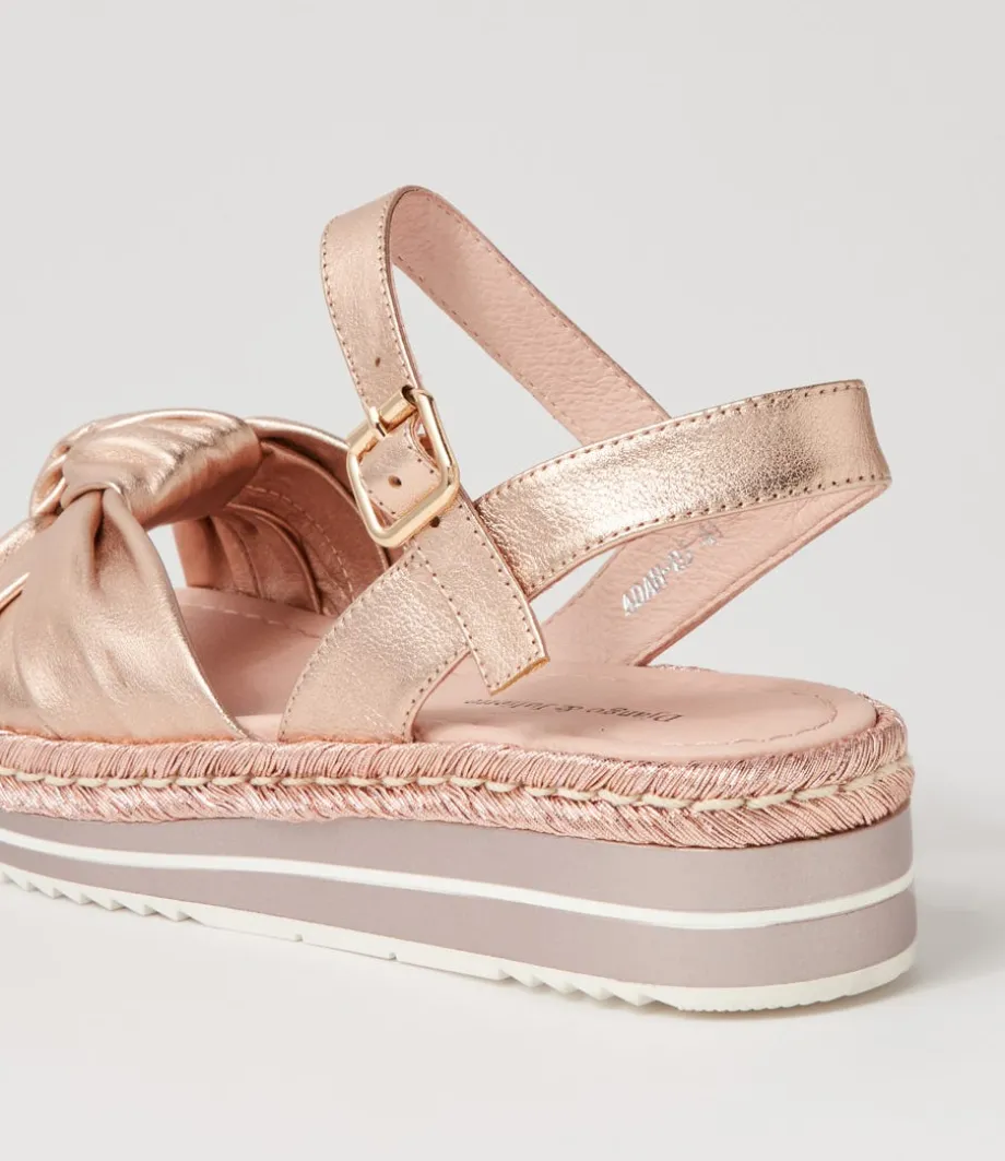 Adah Pale Rose Gold Rope Leather Espadrilles