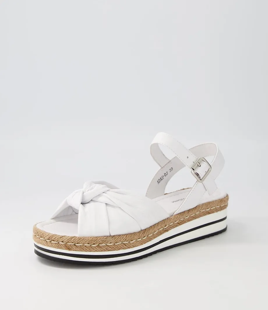 Adah White Leather Espadrilles