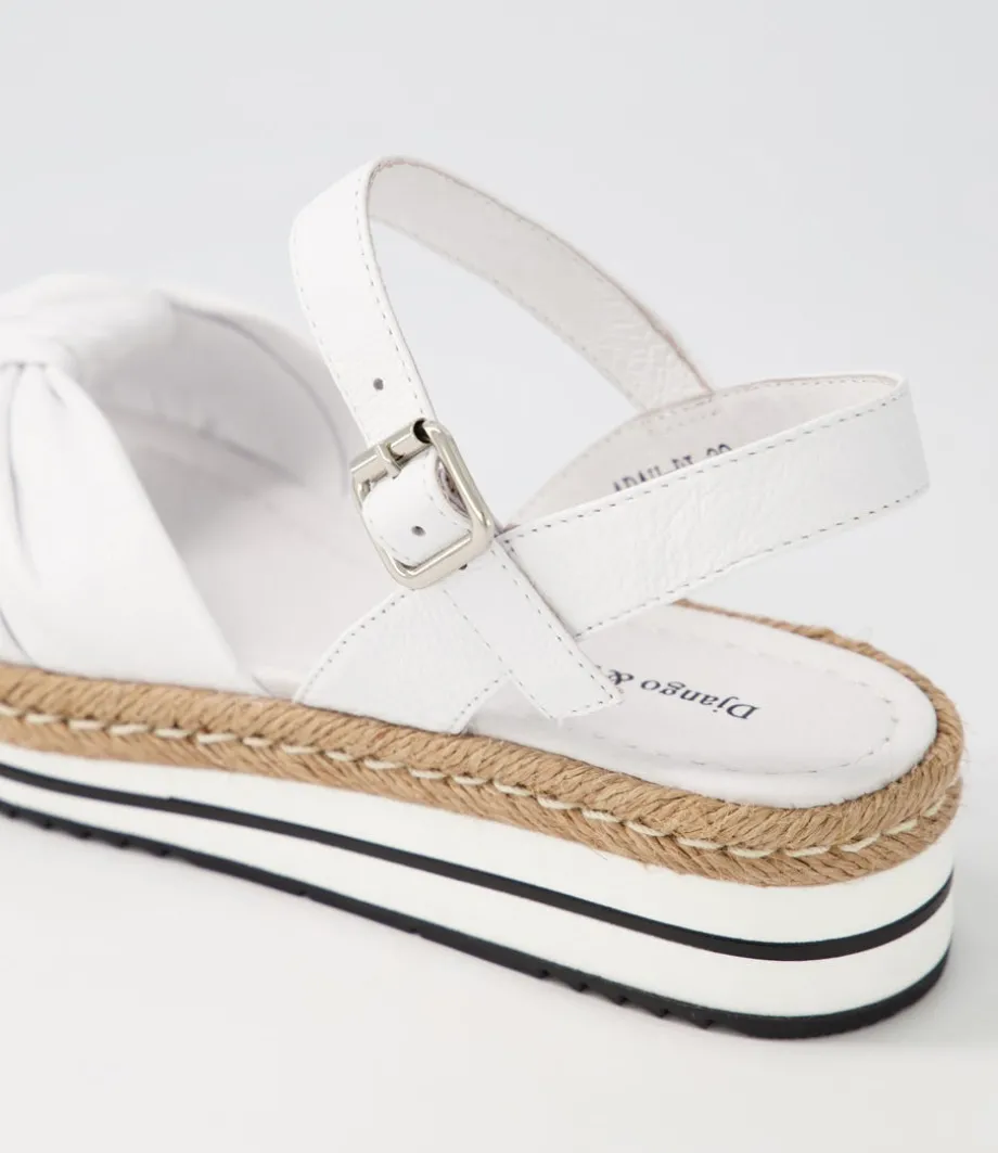 Adah White Leather Espadrilles