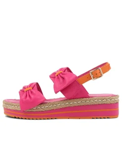 Adair Fuchsia Bright Orange Leather Sandals