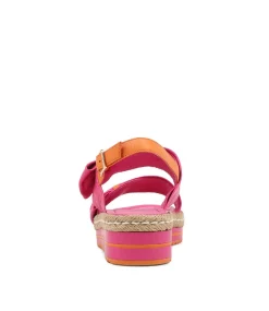 Adair Fuchsia Bright Orange Leather Sandals