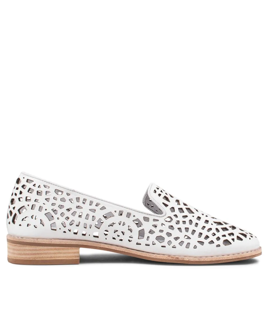 Adaring White Leather Loafers