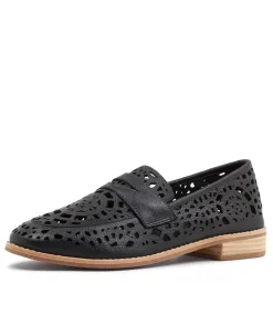 Addah Navy Leather Loafers