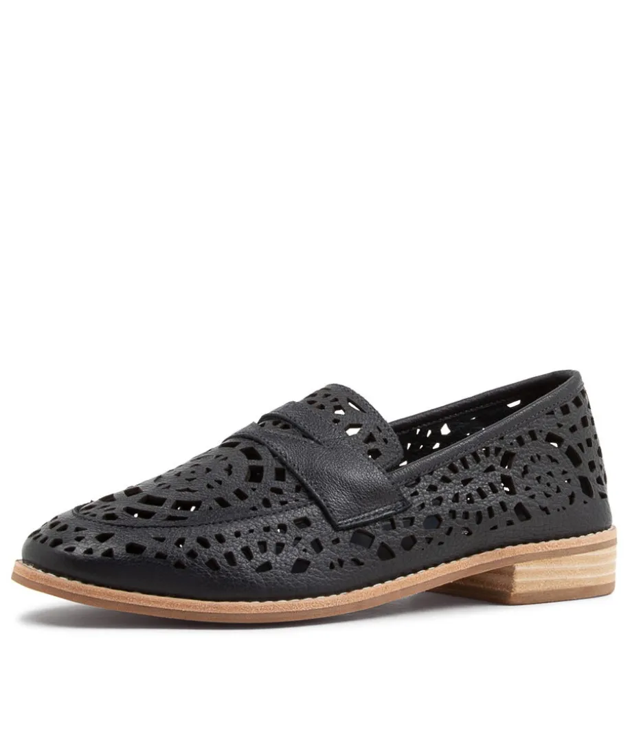 Addah Navy Leather Loafers