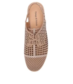 Addy Nude Pale Rose Gold Leather Lace Up Flats