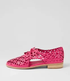 Addyst Hot Pink Leather Lace Up Flats