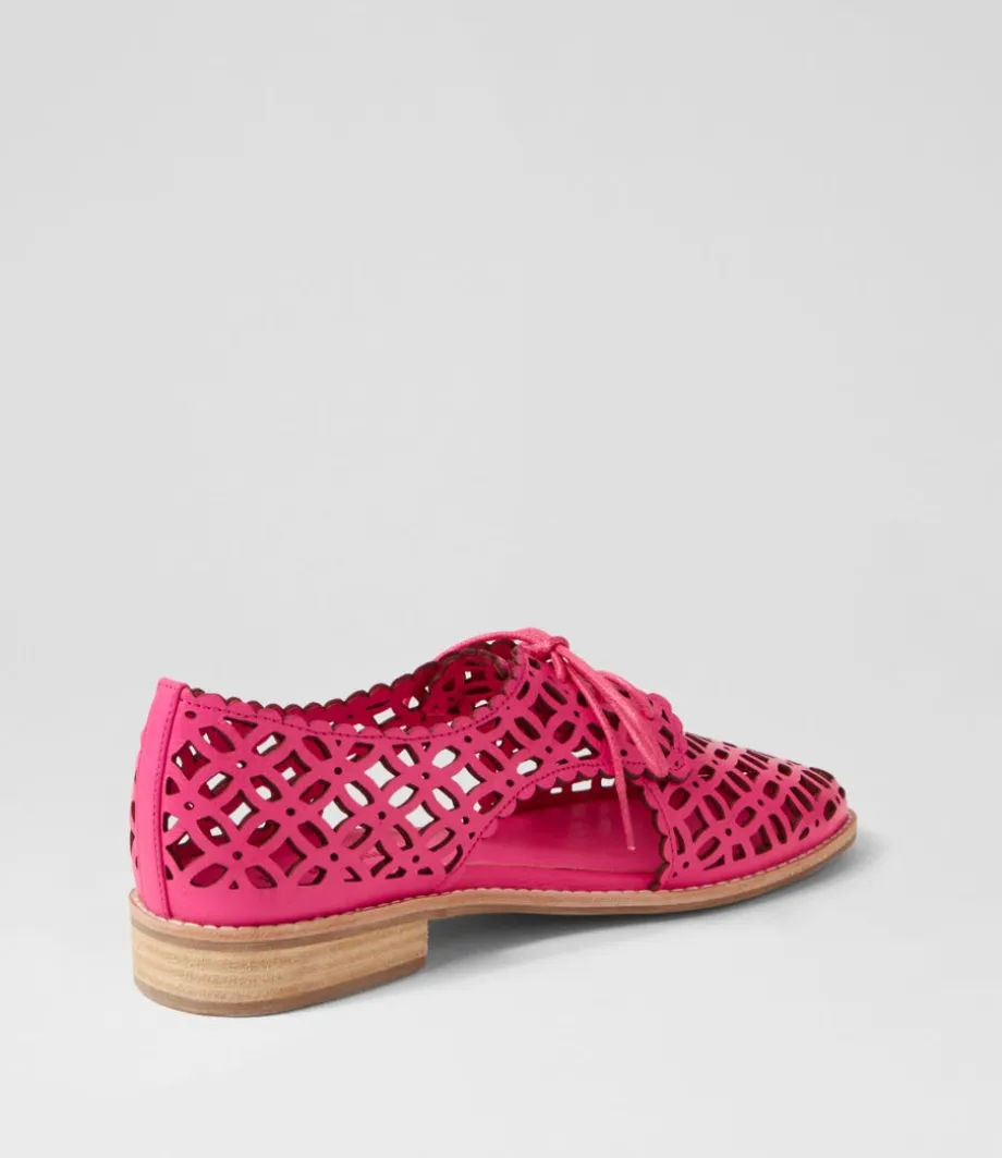 Addyst Hot Pink Leather Lace Up Flats