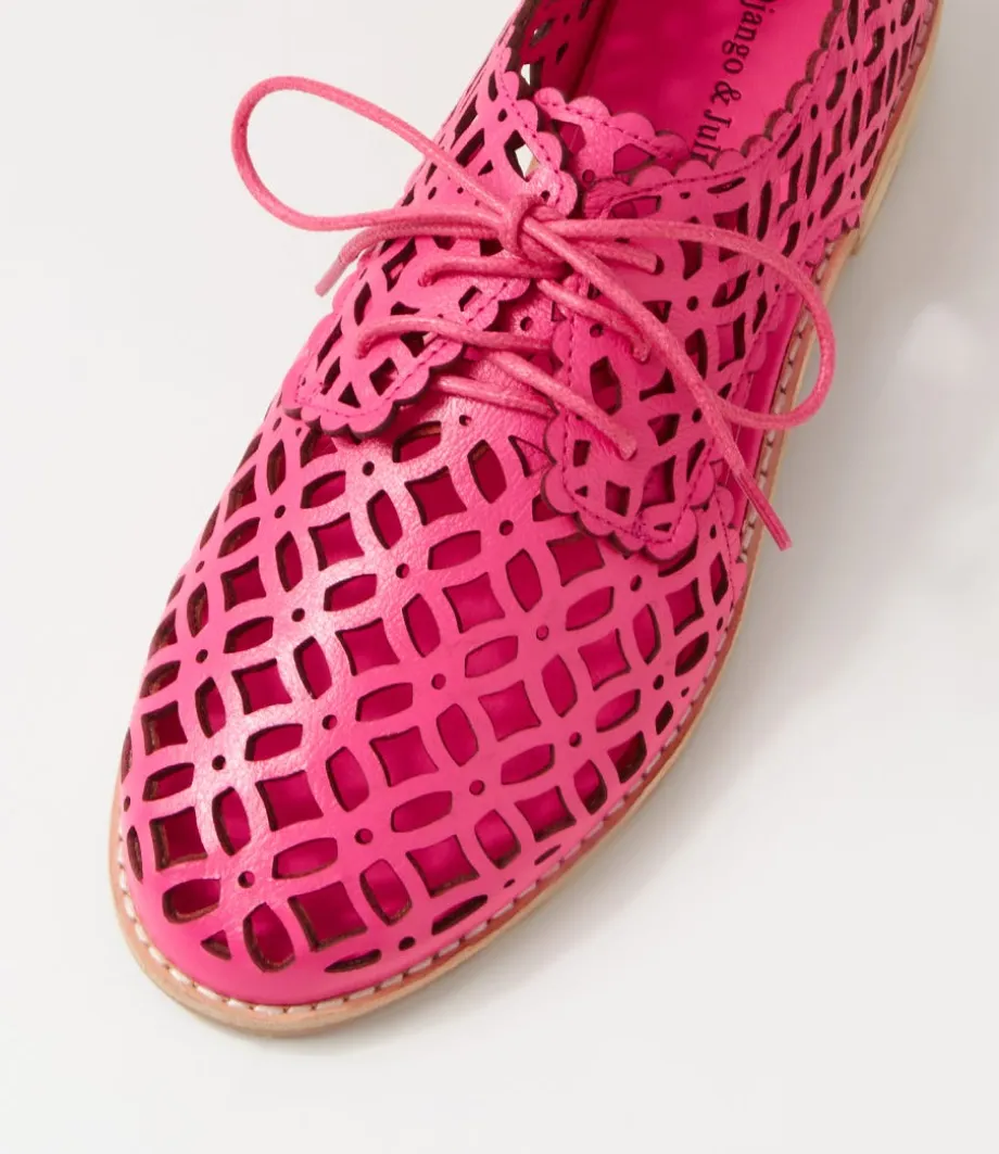 Addyst Hot Pink Leather Lace Up Flats
