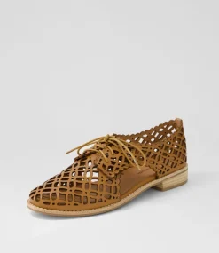 Addyst Tan Leather Lace Up Flats