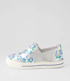 Adela W Blue Silver Cut Leather Sneakers