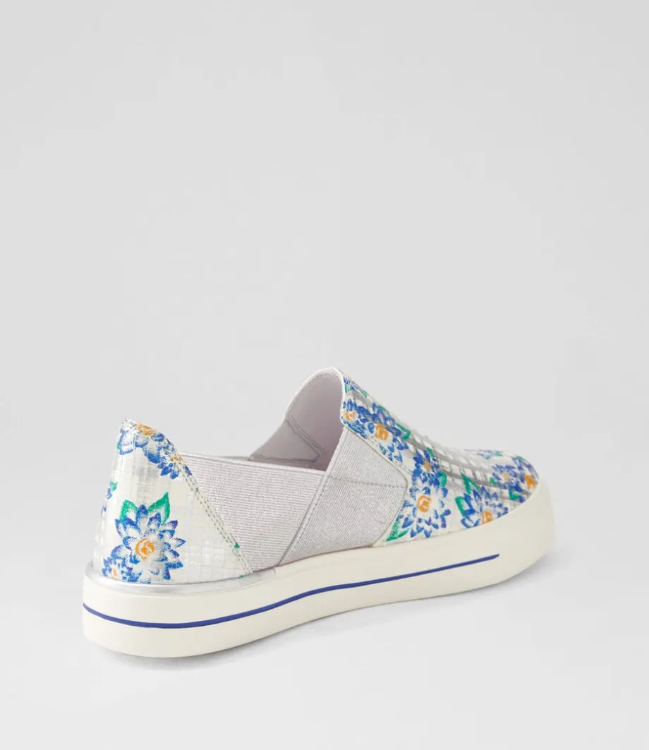 Adela W Blue Silver Cut Leather Sneakers