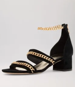 Adina Black Suede Sandals
