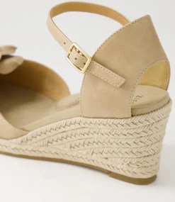 Adira W Latte Leather Wedges