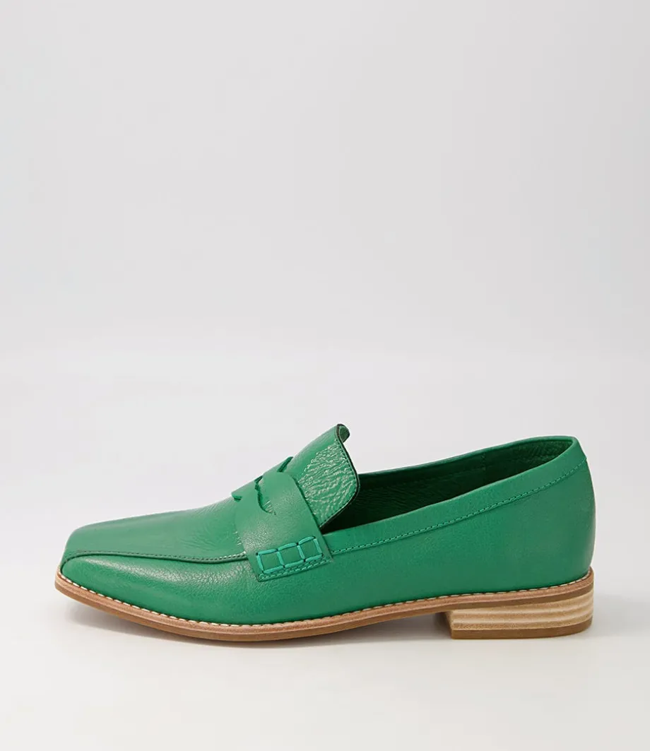 Agape Dark Emerald Spearmint Patent Leather Loafers