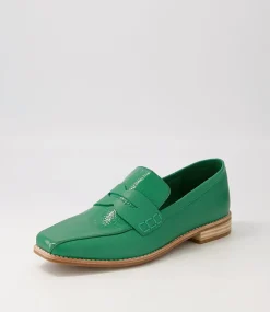 Agape Dark Emerald Spearmint Patent Leather Loafers
