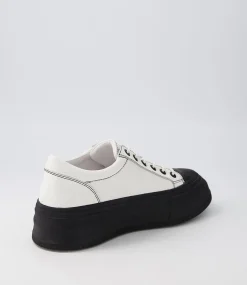 Agot White Black Leather Stitch Sneakers