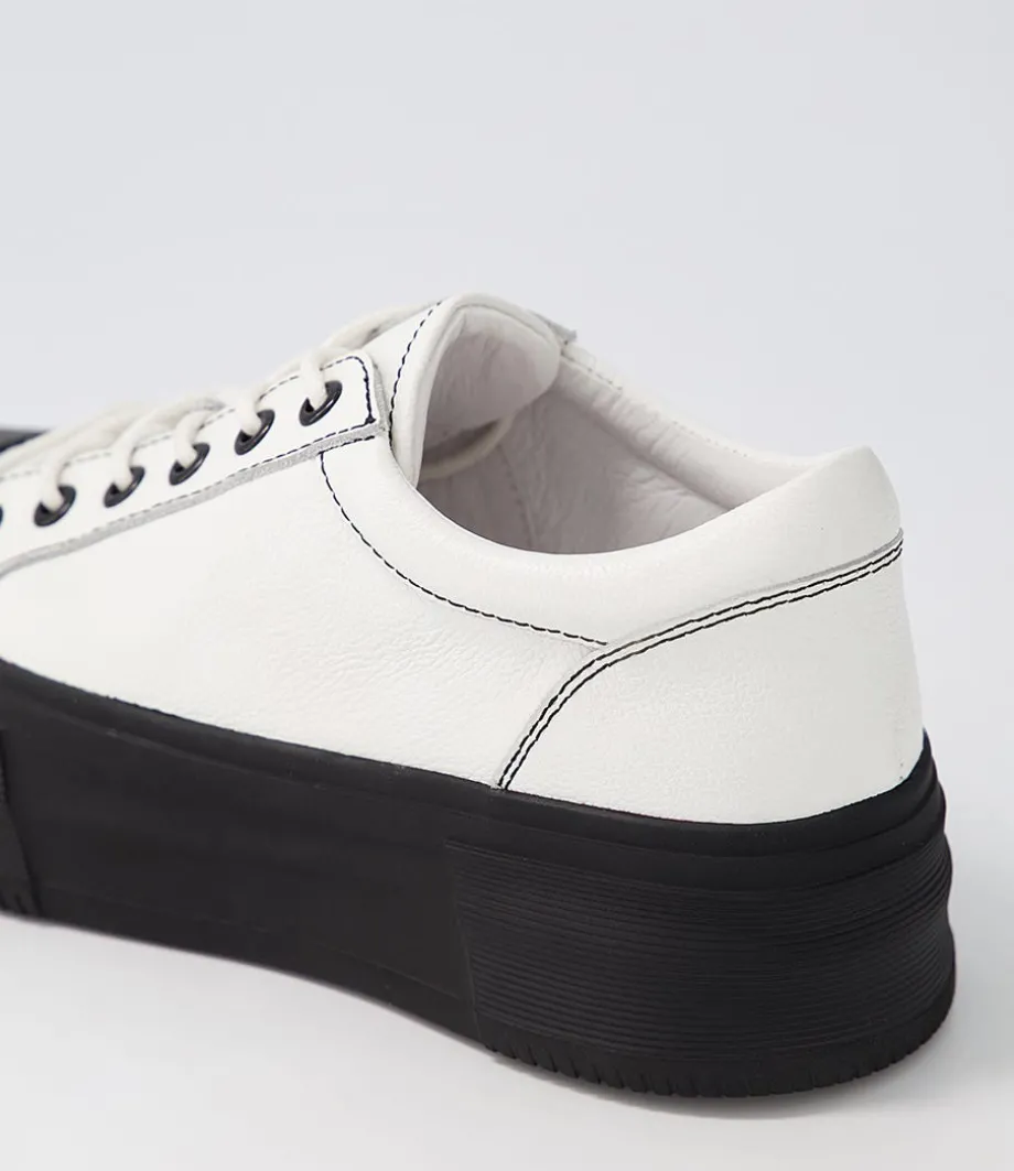 Agot White Black Leather Stitch Sneakers