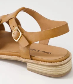 Agotary Tan Leather Flat Shoes