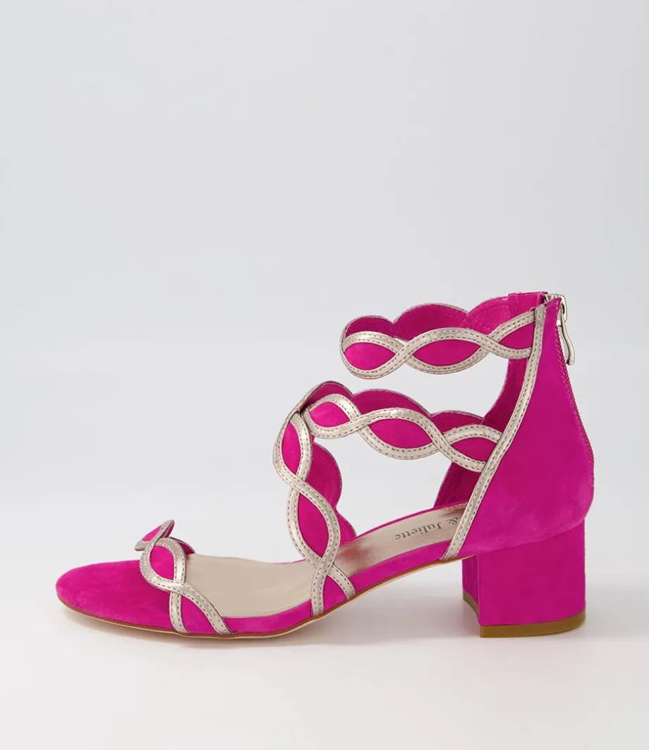 Ailani Fuchsia Platino Suede Leather Sandals