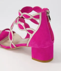 Ailani Fuchsia Platino Suede Leather Sandals